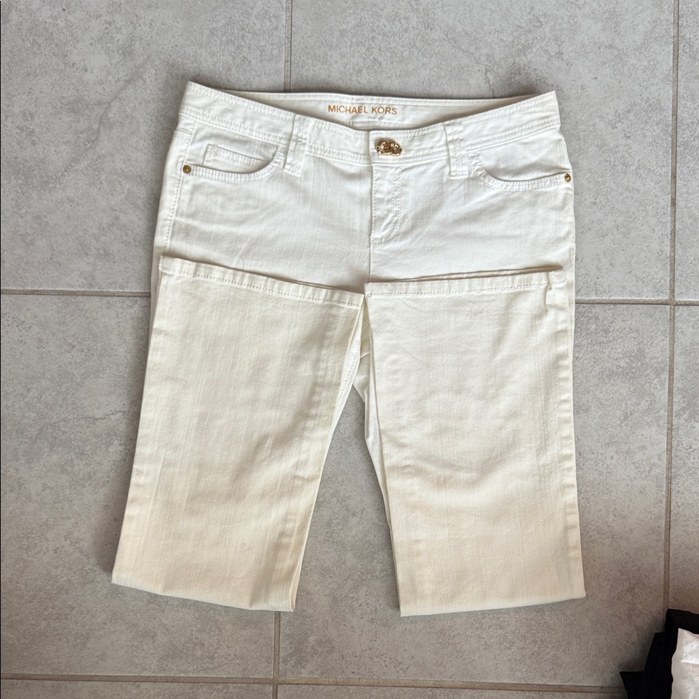 Michael Kors Cream Pants with Gold Accent